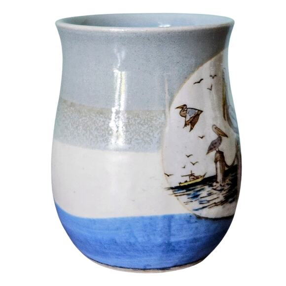 Vintage 1970s Otagiri Pottery Coffee Mug – Handcrafted Ceramic Harbor Scene - Picture 5 of 9